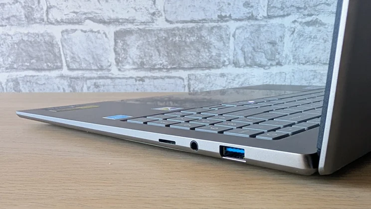 Close up of the Acer Swift 16 AI's right edge and ports