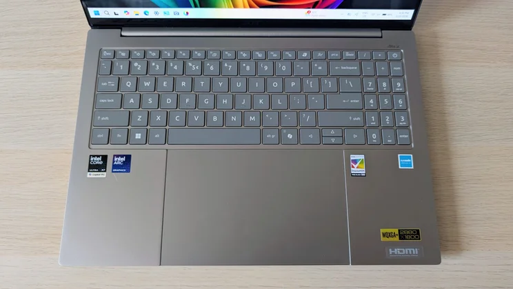 The Acer Swift 16 AI's keyboard viewed from above