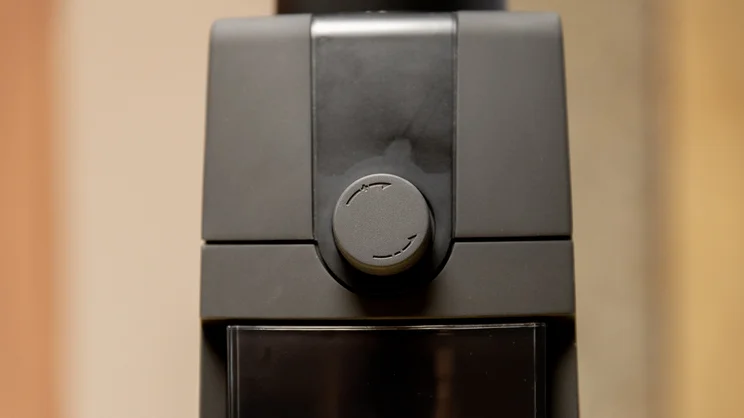 A closeup of the Baratza Encore ESP Pro coffee grinder's digital display, turned off