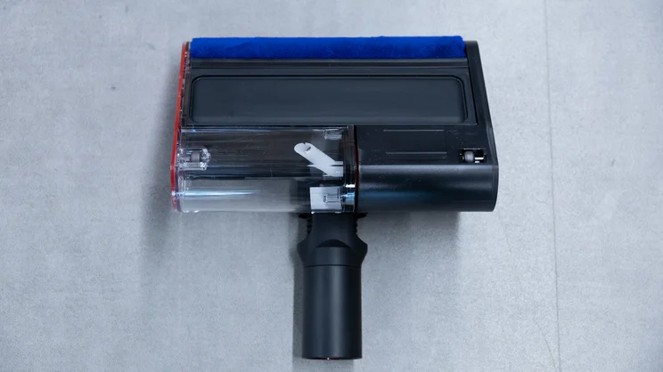 The underside of the Dyson PencilWash hard floor cleaner's cleaning head