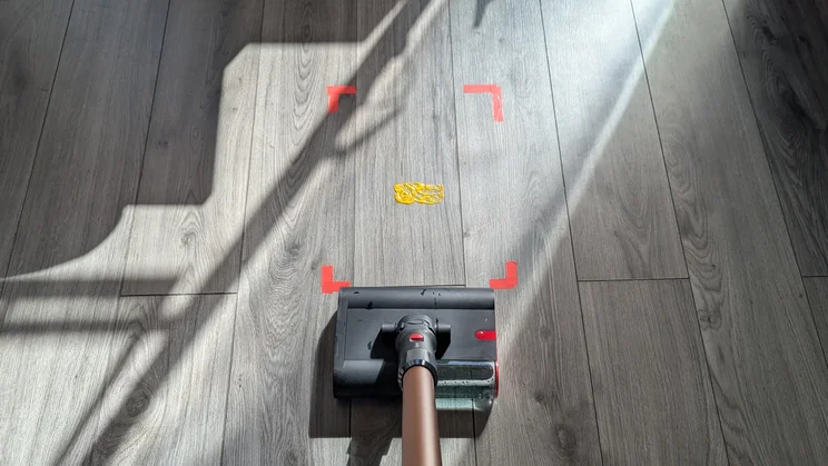 Cleaning mustard from vinyl flooring with the Dyson PencilWash