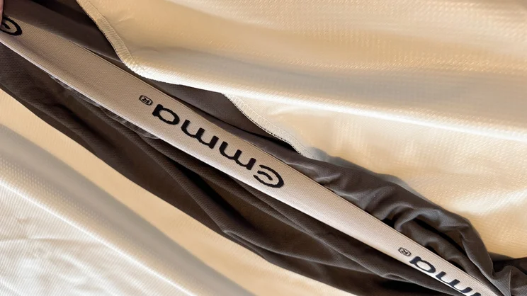 A closeup of the Emma Mattress Protector's elasticated strap