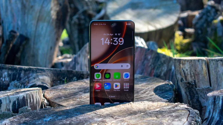 Oppo Find X9 Ultra stood upright, front view