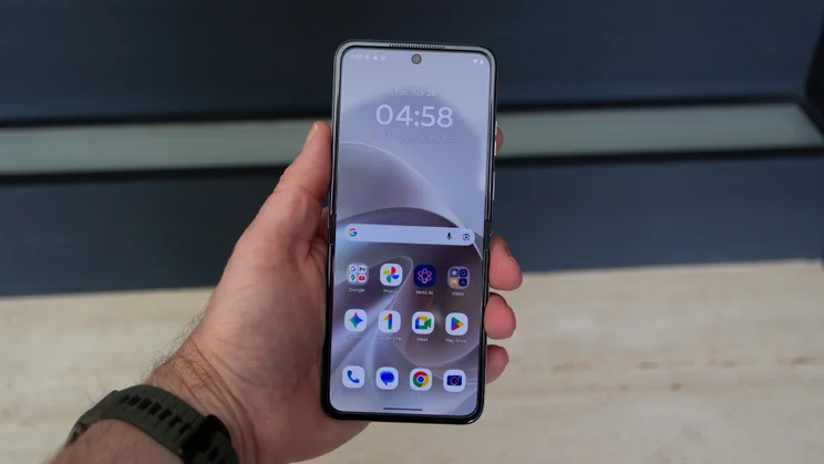 Razr 70 unfolded in hand, front view