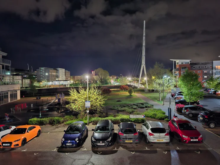 A car park at night