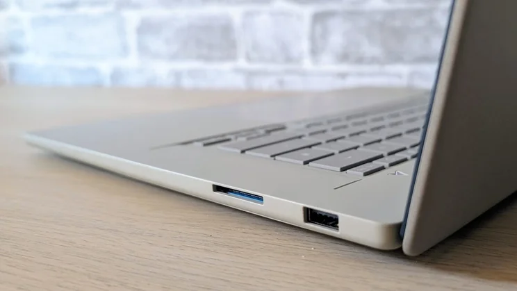 The Asus Zenbook A16 right side ports shown in close up