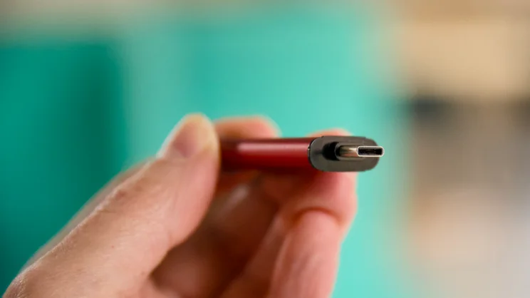 The Kingston Dual Portable SSD 2TB pictured with its USB-C connector exposed