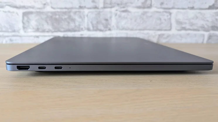 The Samsung Galaxy Book6 Ultra, closed, pictured from the left edge