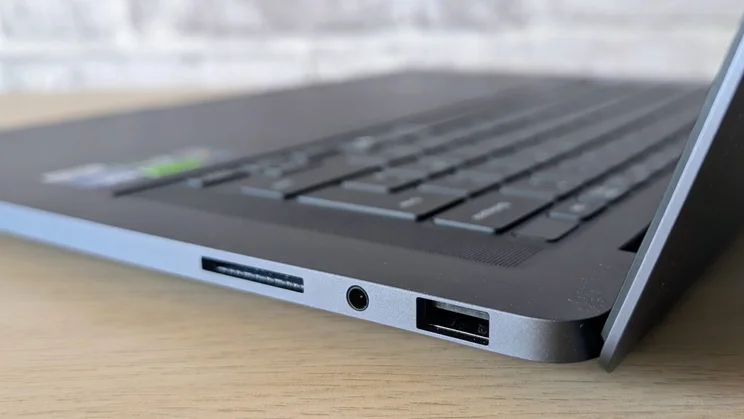The Samsung Galaxy Book6 Ultra, open, pictured from the right side