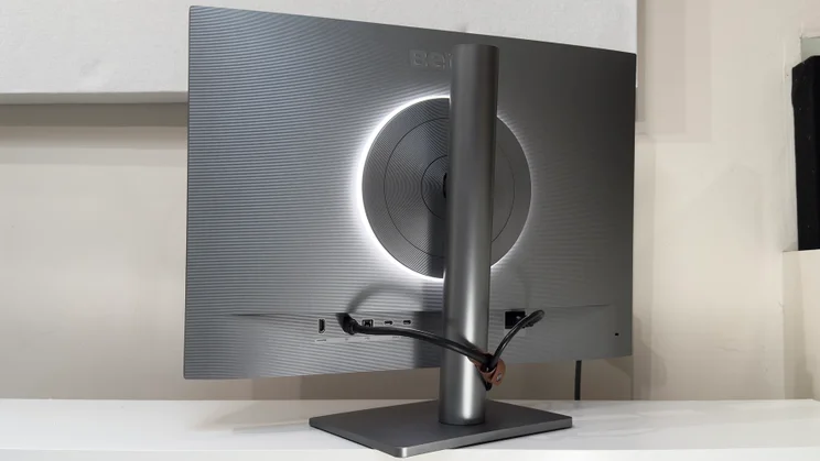 The rear of the BenQ RD280UG, showing the Moon Halo lighting system at work