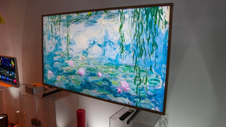 The Hisense Canvas TV displaying a digital watercolour painting