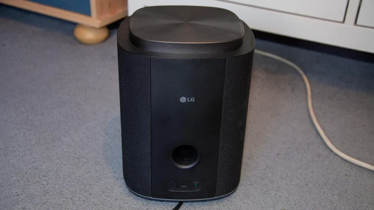 Rear view of an LG Sound Suite M7 speaker