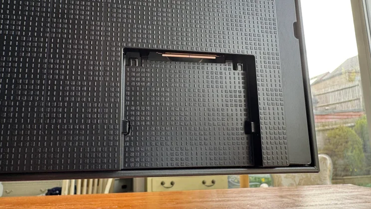 The slot for the wireless One Connect Box on the rear of the Samsung R95H Micro LED TV