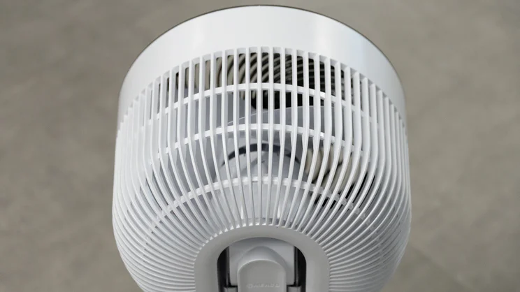 The back of the Meaco Sefte Pro 10in Pedestal Fan's head, viewed from above