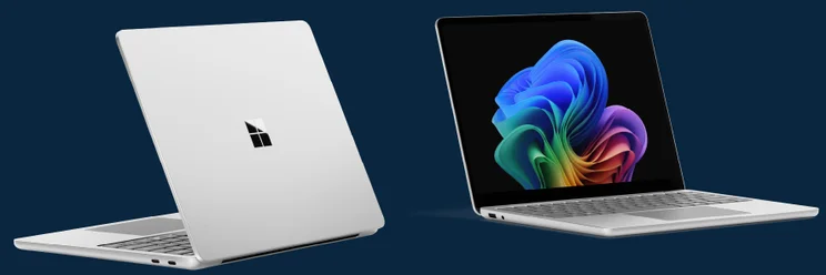 Microsoft Surface Laptop for Business 13in cut out against a blue background