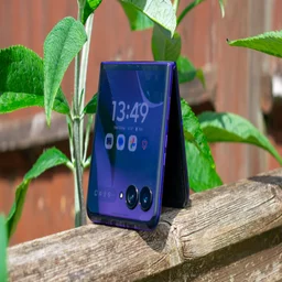 Motorola Razr 70 Ultra in tent mode, front view
