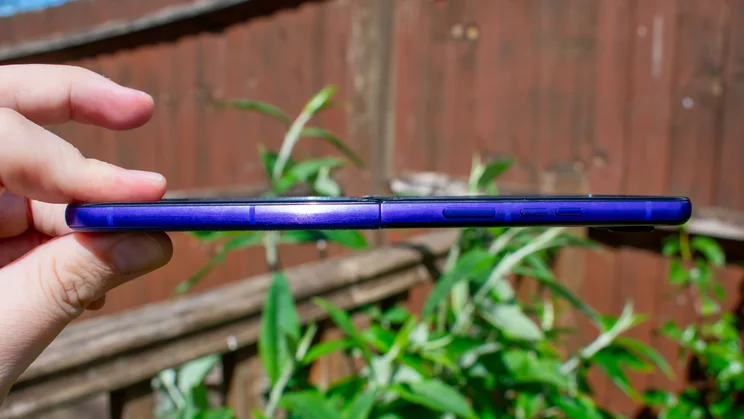 Motorola Razr 70 Ultra unfolded, side view