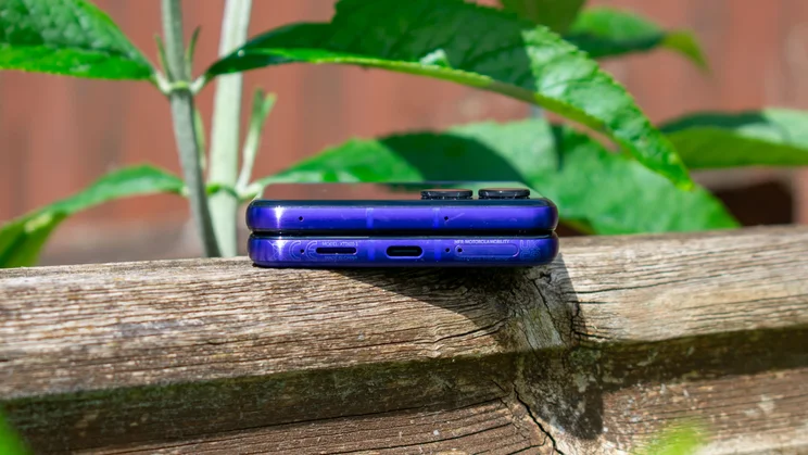 Motorola Razr 70 Ultra folded flat, bottom view