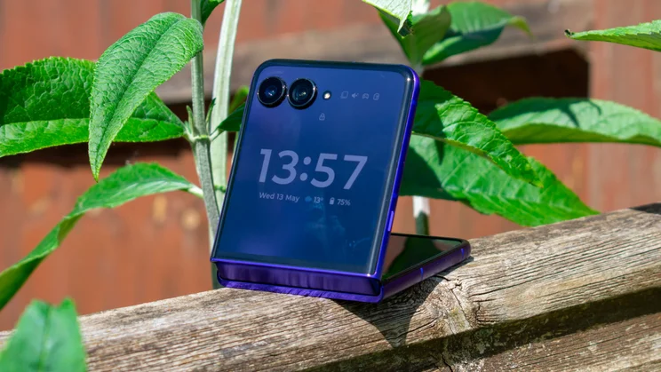 Motorola Razr 70 Ultra in desk mode, front view