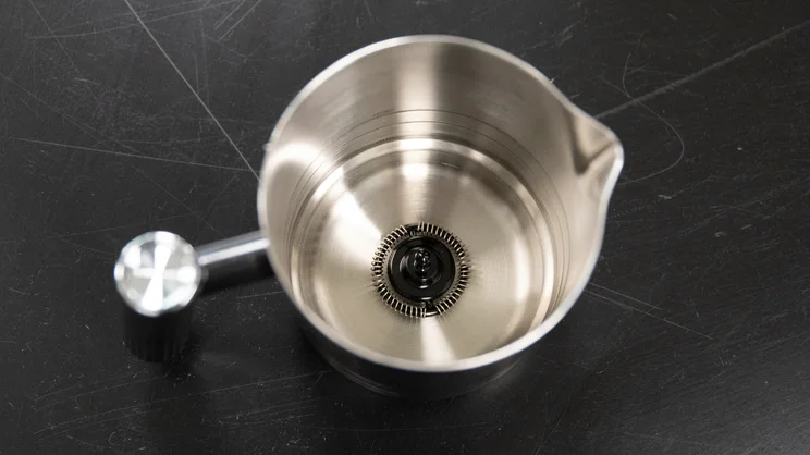 A bird's eye view of the Ninja Luxe Cafe Pro espresso machine's milk jug