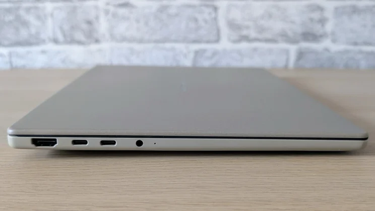 The Asus Zenbook A14 (2026) closed pictured from the left edge