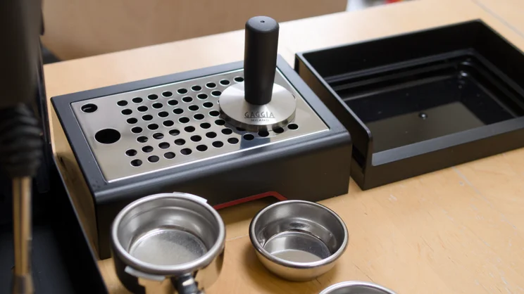 The Gaggia Classic's standard and low profile drips trays
