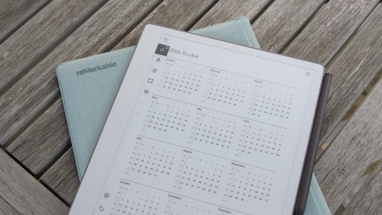 The Remarkable Paper Pure pictured with a calendar view on screen