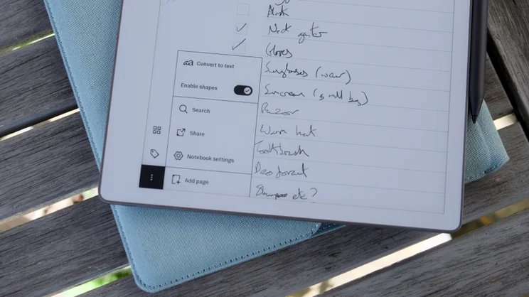 The Remarkable Paper Pure showing file options