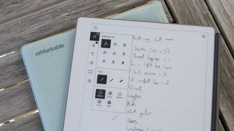 The Remarkable Paper Pure showing the pen types