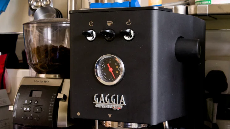 The front panel of the Gaggia Classic UP