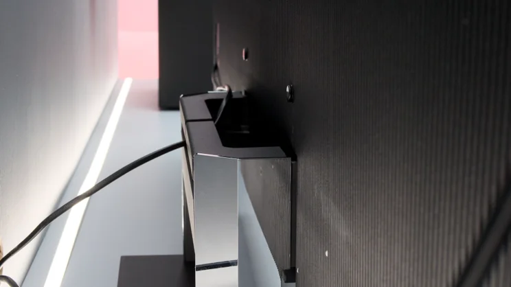 The stand of the Sony Bravia 9 II, pictured from the rear left