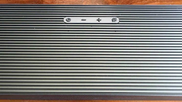 Top-down view of the control buttons of the Samsung HW-Q990H soundbar