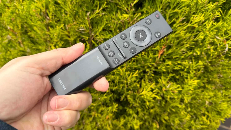 The remote control included with the Samsung HW-Q990H soundbar system
