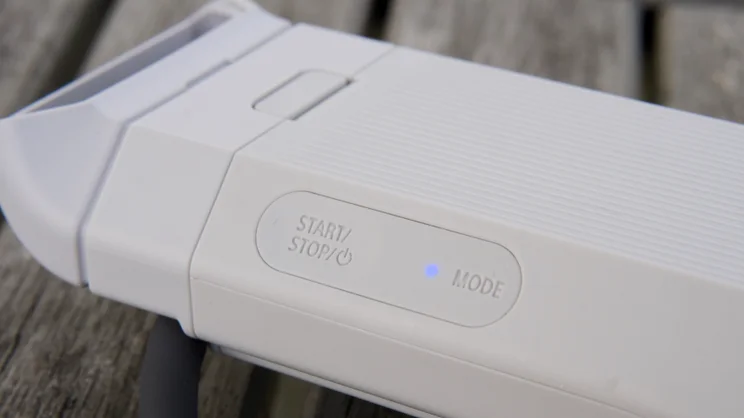 A close up image of the Sony Reon Pocket Pro Plus' power button