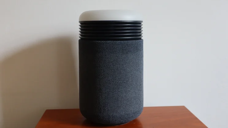 The Blueair Mini Restful air purifier on a bedside table