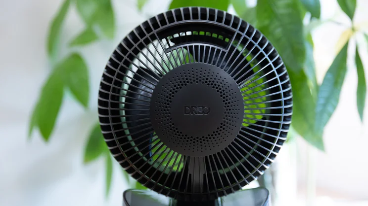 A rear view of the Dreo TurboCool Misting Fan 516S's fan