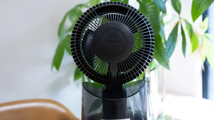 A rear view of the Dreo TurboCool Misting Fan 516S's fan