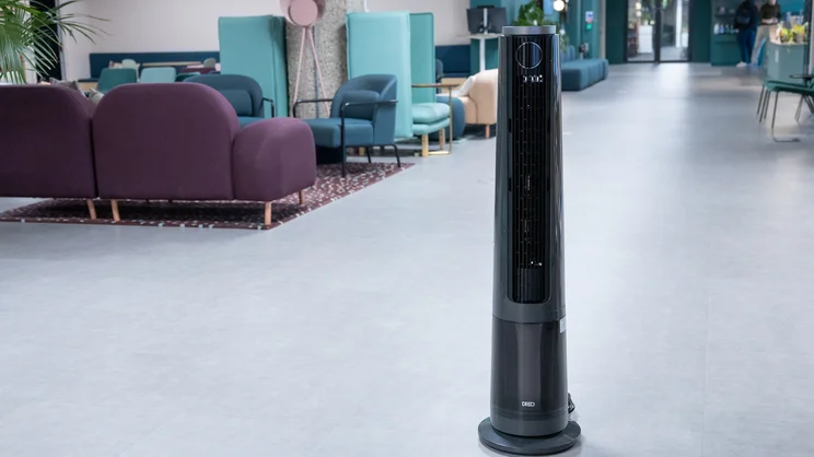 The Dreo TurboCool Misting Fan 765S standing in an office
