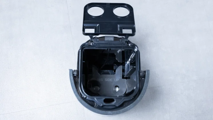 A bird's eye view of the Dreo TurboCool Misting Fan 765S's water tank, with lid open