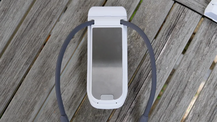 Photograph showing the cooling plate of the Sony Reon Pocket Pro Plus facing up