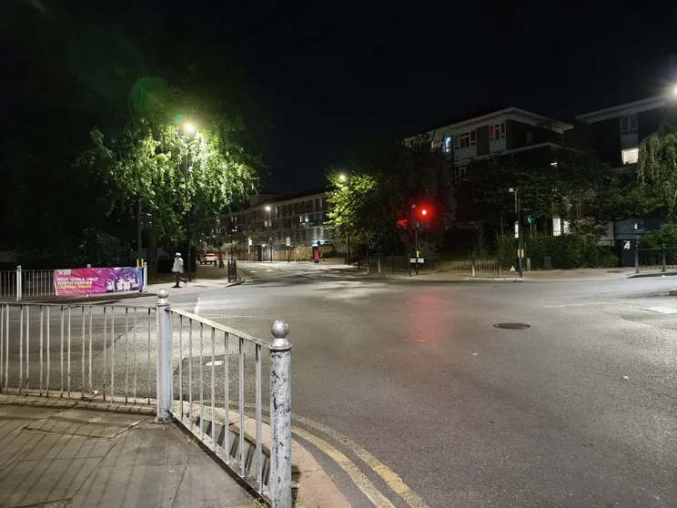 A quiet street at night