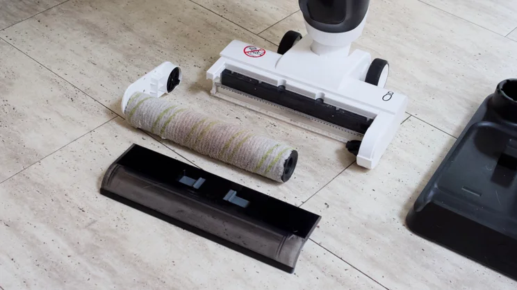 The Karcher FCV 3's cleaning head taken apart