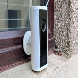 The Ring Spotlight Cam Pro Plug-In (2nd gen) pictured from its right side