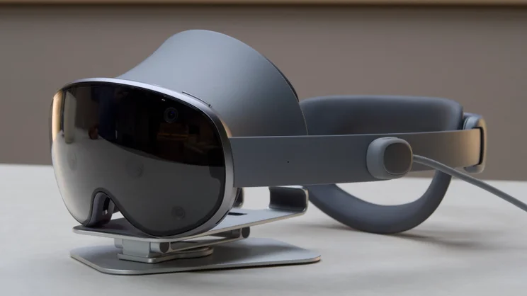 The Samsung Galaxy XR pictured from the front right side