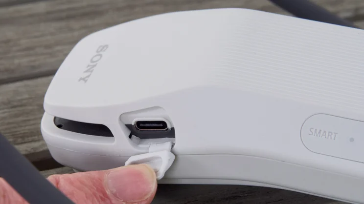 The Sony Reon Pocket Pro Plus' USB-C charging port, pictured close up