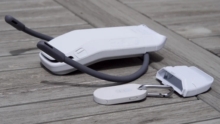 The Sony Reon Pocket Pro Plus pictured with its accessories