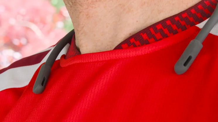 The Sony Reon Pocket Pro Plus' shoulder harness shown from the front