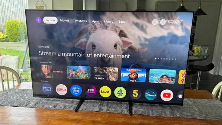 The Sony Bravia 7 Mini LED displaying the Google TV operating system