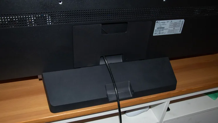 Rear view of the cable management solution at the rear of the LG C6 OLED TV