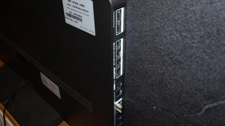 The connection ports on the rear of the LG C6 OLED TV